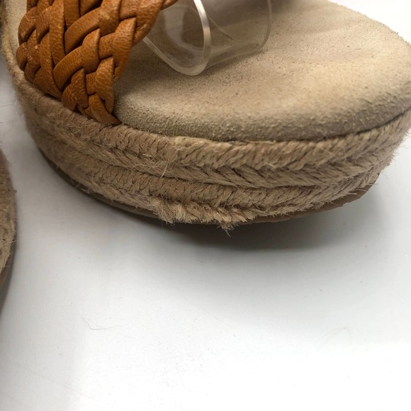 Michael Kors Tan‎ Braided Espadrille Wedge Heel Platform Sz 10 - Picture 4 of 9